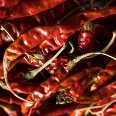 Dried red cayenne peppers