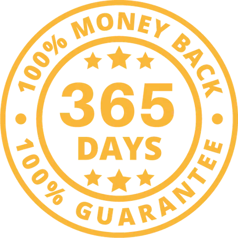 100% money back 365 days guarantee stamp
